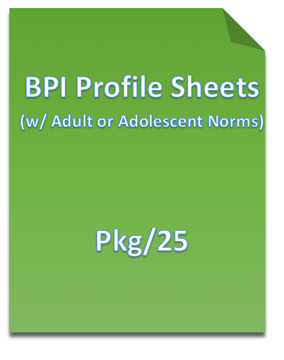 Picture of Basic Personality Inventory (BPI) Profile Sheets w/ Adult or Adolescent Norms